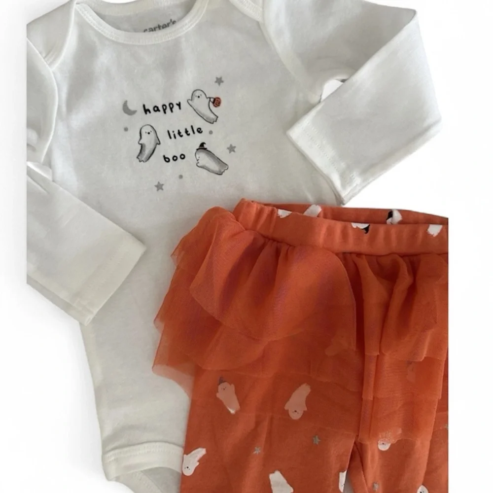 New Carter’s Happy Little Boo Halloween Outfit Tulle Ruffle Girls 12 Months